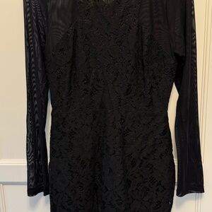 **Summer Clear Out**Lush Black Bodycon Long Sleeve V-Neck Dress